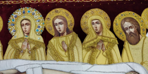Плащаница вышитая на бархате