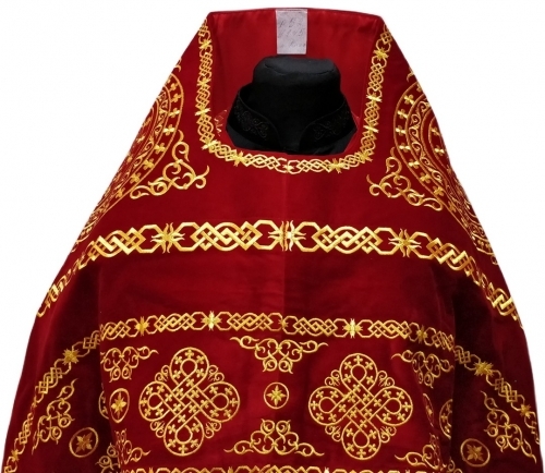 Облачення священника, вишите на оксамиті, вишивка "Коло" з вишитим галуном