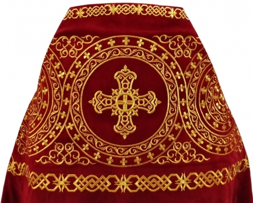 Облачення священника, вишите на оксамиті, вишивка "Коло" з вишитим галуном