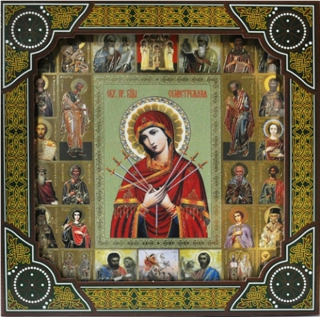 Подарункова ікона Богородиці "Семистрільна" 26х26см