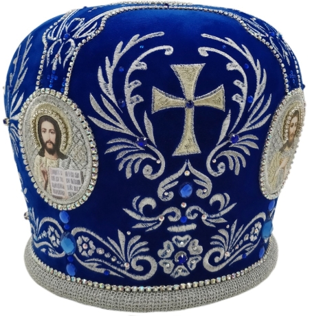 Митра  "Крест у венце"  синяя