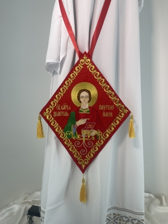 Палиця вишита з іконою св. вмч Пантелеймон Нікомедійський